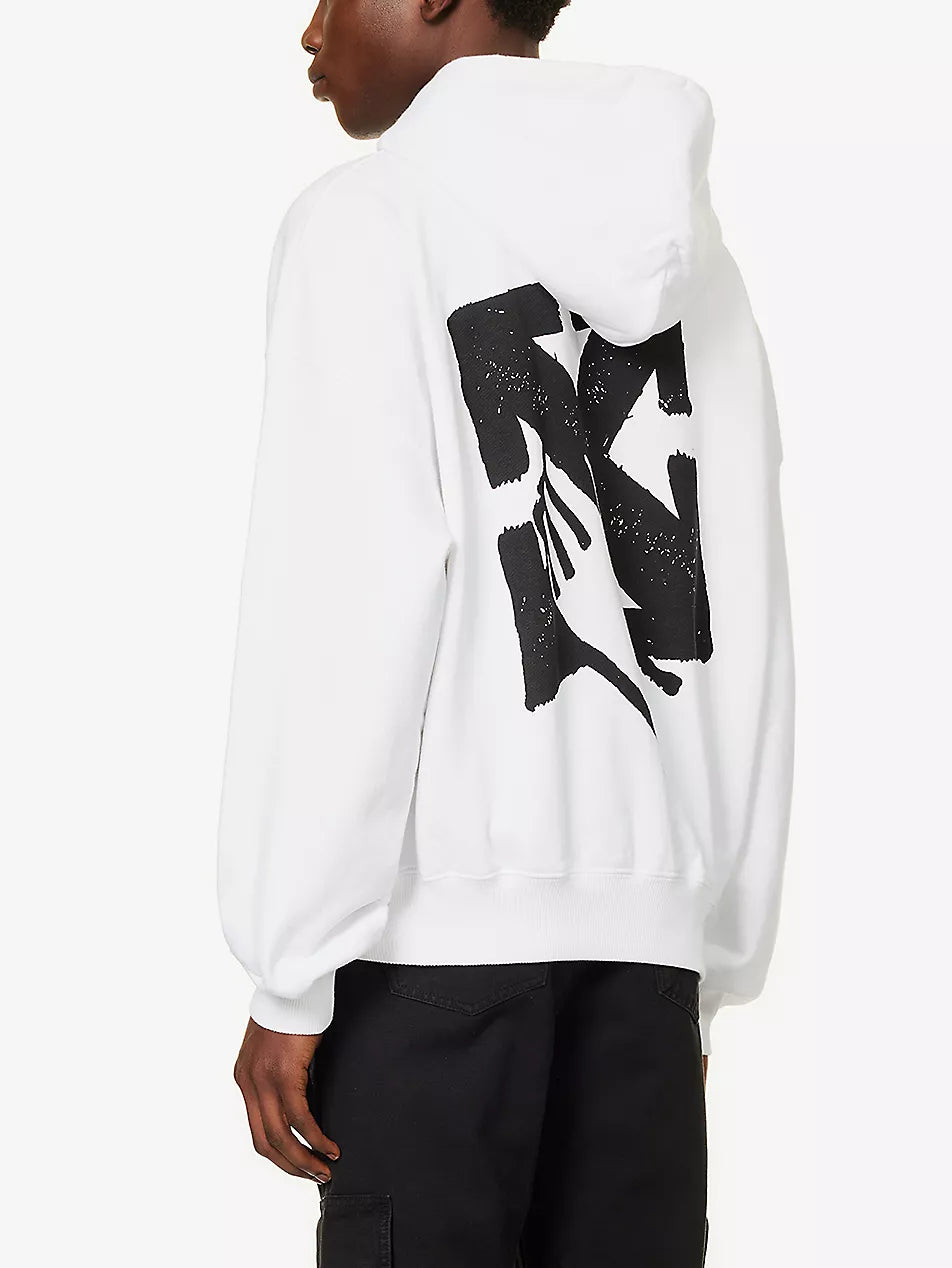 OFF-WHITE C/O VIRGIL ABLOH Arrow graphic-print relaxed-fit cotton-jersey hoody